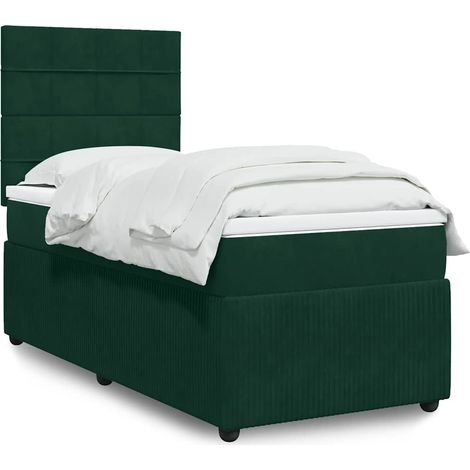 Boxspringbett mit Matratze Dunkelgrün 100x200 cm Samt (1/5)