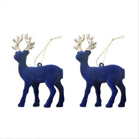Pendentif de Noël, ornement décoratif de cerf pour sapin de Noël, bleu (1/5)