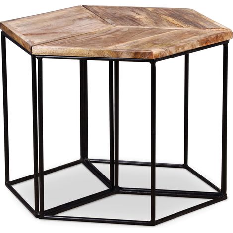 Table Basse de Salon Élégante,Table Canapé Bois de manguier massif 56x48x40 cm -FR31172 (1/5)