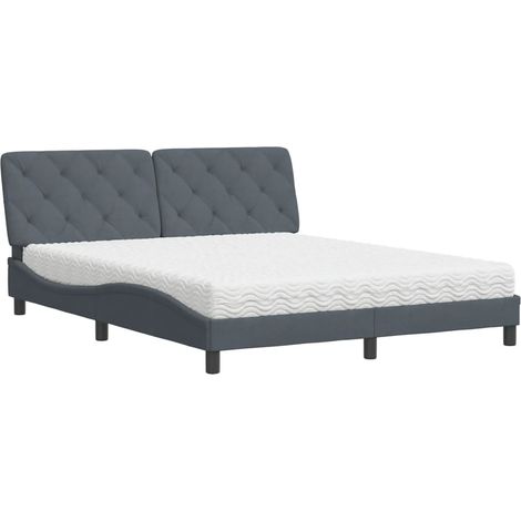 Maison Exclusive - Bett mit Matratze Dunkelgrau 160x200 cm Samt (1/5)