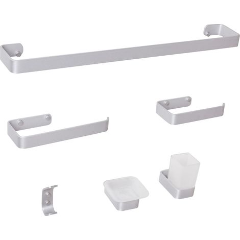 6-Piece Bathroom Hardware Set ZORRITOS with Towel Bars and Hooks Metal Silver