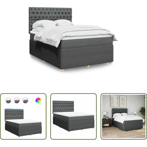 Matelas à ressorts ensachés - Sommier à lattes de lit avec matelas Gris foncé 140x190cm Tissu (1/5)