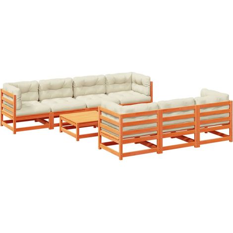 Maison Exclusive - Set de sofás jardín 8 pzas con cojines madera (1/5)