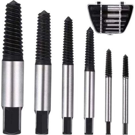 Extracteur de Vis M3-M22, 6 Pièces Extracteurs de Vis Cassé, Tourne a Gauche Extracteur avec Boîte de Rangement pour Enlever Vis Rouillées, Coincées ou Abîmées (1/5)