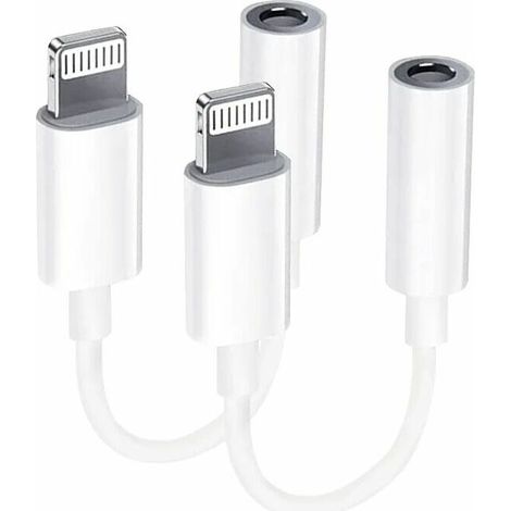 【2 Pack】Adaptateur Lightning vers jack 3,5 mm Adaptateur casque de certification MFI pour iPhone Séparateur de câble audio AUX Compatible avec iPhone 13/12/11/XS/XS Max/XR/ pour tous les systèmes iOS (1/4)
