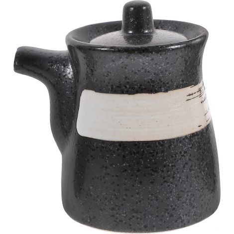 1 pot à huile en céramique, bouteille à condiments, accessoire de cuisine (noir)-10.00X8.50X6.70CM-Black (1/3)