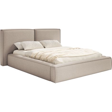 Selsey Tilves – Polsterbett 200x200 mit Bettkasten, Lattenrost, Chenille, beige