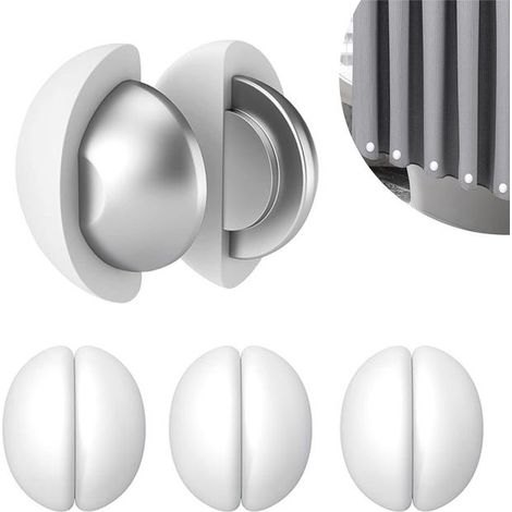 Duschvorhanggewichte – 4er-Pack – Magnetische Silikongewichte – Wasserdicht – Geeignet für Duschvorhänge, Gardinen und Tischdecken – Weiß (1/4)