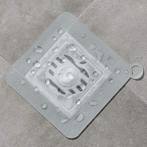 Lot de 3 couvercles de bonde de sol en silicone anti-odeurs, joint anti-odeurs pour baignoire, lavabo, salle de bain et cuisine, blanc transparent 14,7 cm (1/5)