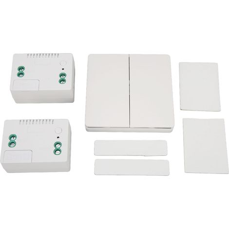 Interrupteur mural sans fil à 2 voies avec télécommande et récepteur intégré pour la maison ou le bureau. (1/5)