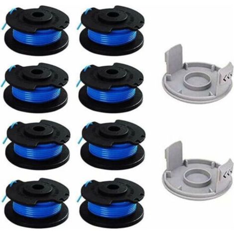 Accessoires pour coupe-bordures, lot de 10 bobines de rechange pour coupe-bordures Ryobi de 10 pouces, compatibles avec le coupe-bordures sans fil Ryobi One+ AC14RL3A, 8 bobines + 2 capuchons de coupe (1/4)