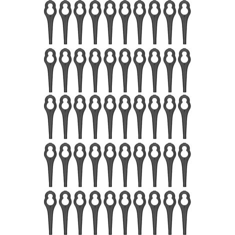 50 pièces lames plastique pour tondeuse à gazon Bosch ALM 28 30, pièces de rechange pour coupe-bordures (Noir) (1/5)