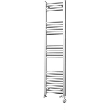 Zennor - Chrome Dual Fuel Towel Rail H1600mm x W400mm Thermostatic - Curved (1/3)