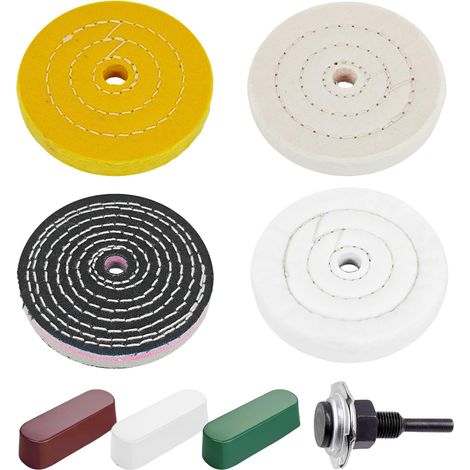 4 Pcs Disque de Polissage Coton Cousu 100mm, Trou Mandrin 12,7mm (1/5)