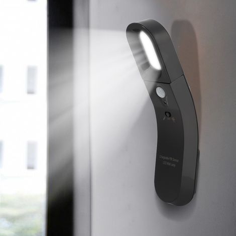 LED-Nachtlicht mit Infrarot-Induktionssensor für den Haushalt, USB-Lampe für Nachttisch, Kleiderschrank oder Badezimmer, schwarzes Gehäuse, weißes Licht (1/5)