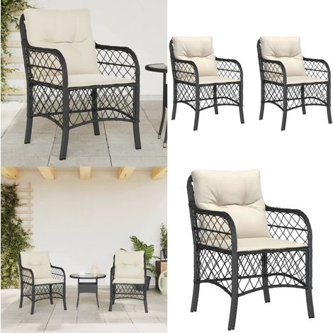 Chaises de jardin avec coussins lot de 2 noir résine tressée - Chaise De Jardin - Fauteuil De Jardin - Mobilier De Jardin - Meubles De Jardin - Salon De Jardin - Home & Living (1/5)