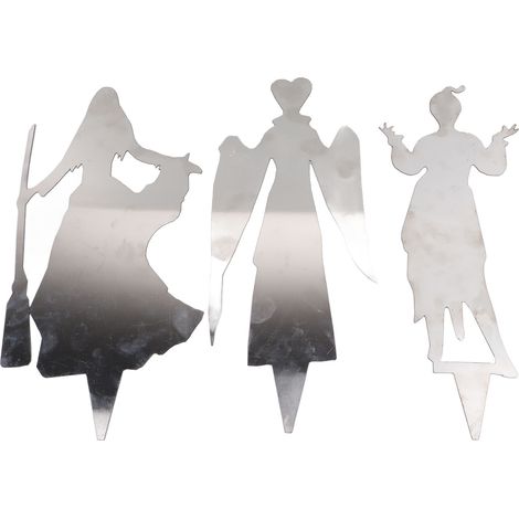 3 Halloween-Silhouette-Gartenschilder aus Metall