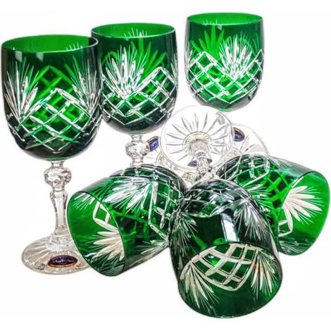 Copas de vino de cristal esmeralda de 240 ml con diseño de piña (6 unidades) (1/5)