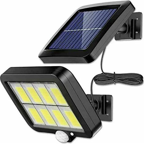 (Lot de 2 - 160COB) Lampe murale solaire à détecteur de mouvement, 3 modes, étanche, pour jardin et éclairage public. (1/5)