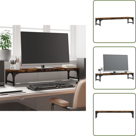 Support de moniteur chêne fumé 85x23x15,5 cm bois d'ingénierie - Support Ordinateur - Support Écran - Bureau Ergonomique - Meuble Informatique - Rangement Pc (1/5)