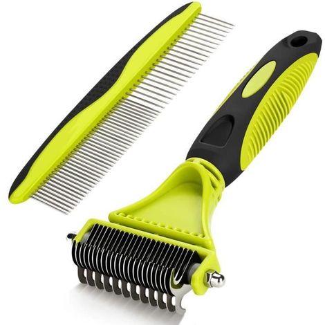 Brosse Chien Brosse Chat,Peigne Déméloir Chien Professionnel et Brosse Chien Poil Long,Râteau de Toilettage pour Chien et Chat Réd (1/4)