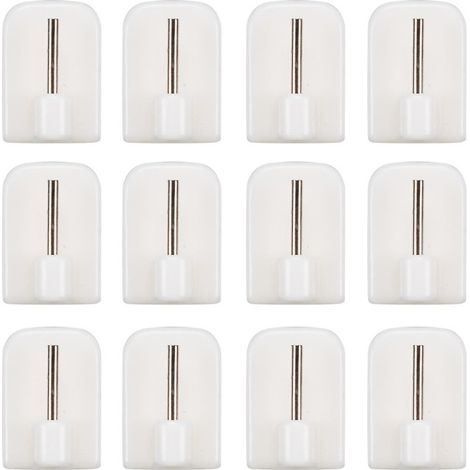Paris Prix – Lot de 12 crochets adhésifs pour tringle à rideau – Fixation sans clous ni vis – Plastique blanc – Dimensions 2cm