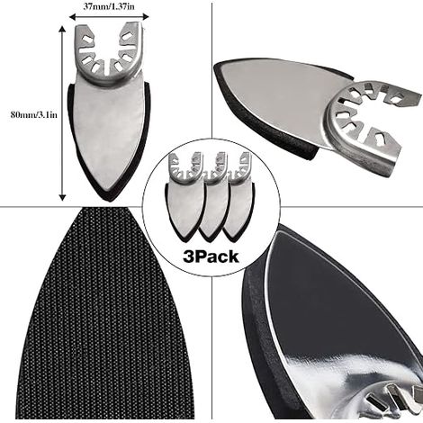 Multi Tool Sanding Sheets for Delta Sander, Finger Sanding Pad and Triangular Sanding Discs, Sandpaper, with 60/80/120/180/240 Grit (1/4)