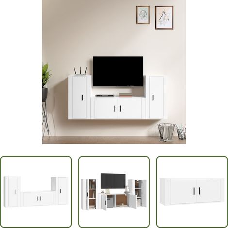 TV-Schrank Set -  3-tlg. TV-Schrank-Set Weiß Holzwerkstoff (1/5)