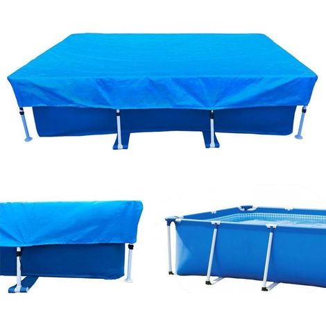 Bâche de protection pour piscine rectangulaire 305 x 205 cm – en polyéthylène UV résistant, avec cordes et fixations incluses – adaptée aux piscines gonflables et autoportantes (1/5)