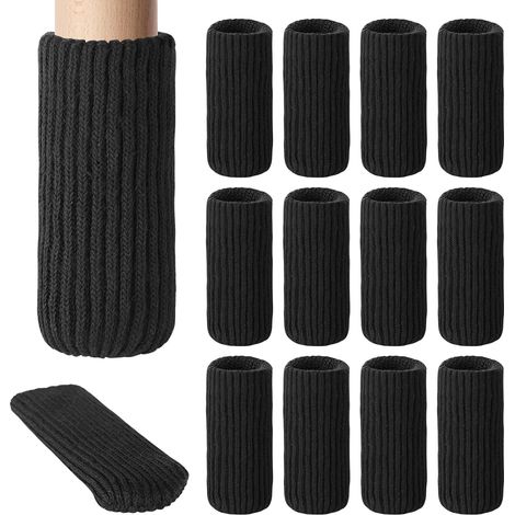 Juego de 12 protectores premium grises para patas de sillas en suelos de parquet - Antideslizantes - Fáciles de instalar - Se adaptan a todas las formas de patas - Fundas elásticas para patas de tabur