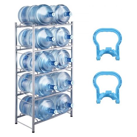 Rack à Bonbonnes à 5 Niveaux et 2 Rangées Support Bouteille d’Eau (1/5)
