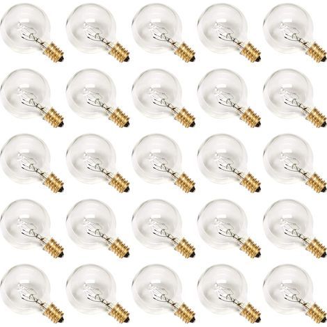 Ersatzampullen G40, Glühlampe, transparent, 120 V, 5 W, kompatibel mit E12 C7, Leuchtintensität, Innen- und Außendekoration (25er-Packung)