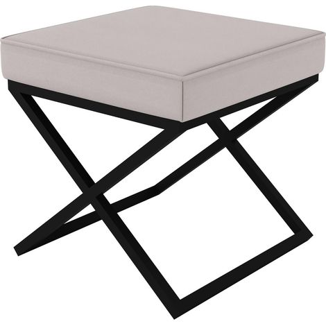 AX LIVING 1 Stk. Polster Hocker Pitinio 45 cm Beige schwarzes Gestell