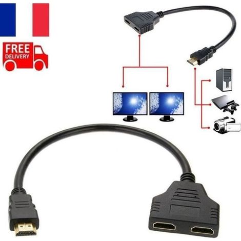 Repartiteur HDMI - STRAßE TECH - Splitter - 1 Entrée Male - 2 Sorties Femelle - Noir (1/4)