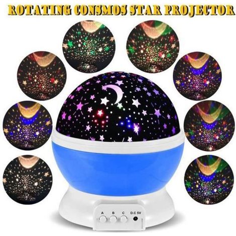 Veilleuse Enfants Bebe Lampe de Projection LED Veilleuse 360° Ciel Etoile pour Chambre Cadeau - Bleu (1/4)