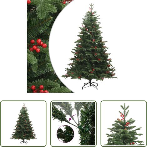 Klappbarer Weihnachtsbaum -  Künstlicher Weihnachtsbaum Klappbar mit Zapfen & Beeren 180 cm