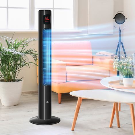Ventilateur colonne oscillation 70° minuterie 12h panneau de capteur LED 45W télécomande 2 modes de contrôle noir