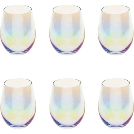 Fééric Lights And Christmas – Lot de 6 verres à eau 54cl – Verre transparent avec effet irisé – Lavage à la main – Design charmant