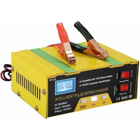 Chargeur De Batterie - 12 V 24 V - Affichage Digital - Réparation Par Impulsions - Pour Voiture Moto Scooter Camion - 1 Pièce