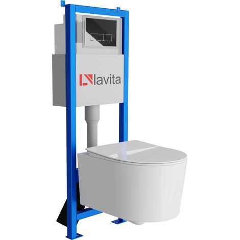 Bâti-support Lavita LAV 101 à 40 cm + WC Loso sans bord + plaque de commande LAV 200.3.2 chrome Kit complet WC (1/5)