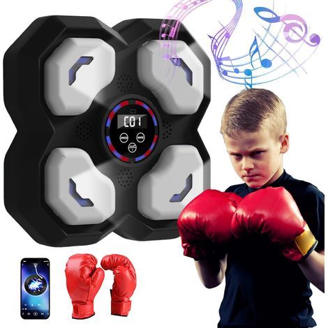 Machine de Boxe Musicale Enfant, 2025 Nouvelle Smart LED Machine de Boxe mit Enfant Gants, 9 Modes de Vitesse Cible, Machine de Boxe Murale (1/5)