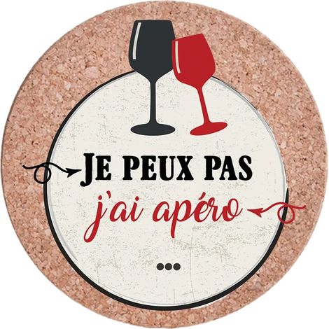 Sous plat j'ai apéro rond magnétique en liège (1/2)