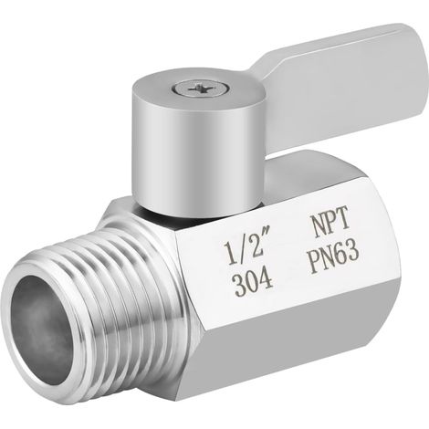 Robinet d'arrêt de douche à levier, filetage NPT 1/2 pouce, en acier (1/5)