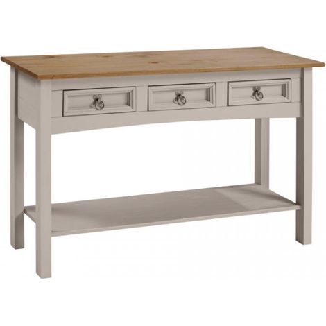 Corona Grey Wax 3 Drawer Console Table (1/5)