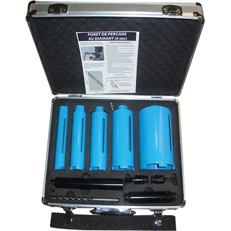 Norton – Valise de 5 forets de perçage au diamant pour béton – Longueur 150 mm – Adaptateurs HEX et SDS inclus – Pour travaux professionnels