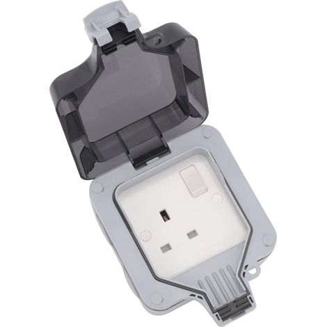 Waterproof Outdoor Socket Switch Smart Waterproof Outdoor Socket IP66 Weatherproof Wall Mounted Power Socket for Garden and External Power Socket Single (1/5)