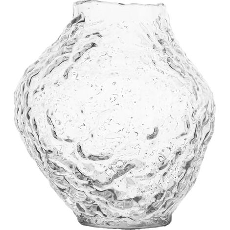 Vase design en verre soufflé à la bouche transparent, fabriqué à la main, avec structure corail organique, inspiré de l'environnement, étanche, passe au lave-vaisselle, 20,5 cm (1/3)