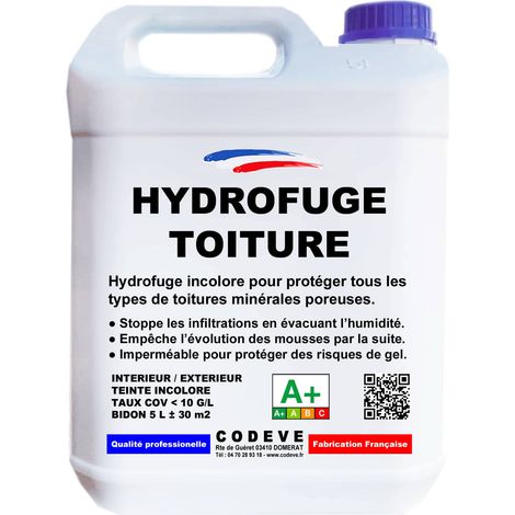 Codève Bois – Hydrofuge toiture 20 L – Protection imperméable pour tuiles, ardoises, béton, fibrociment – Séchage ultra rapide – Rendement jusqu'à 12 m2/l