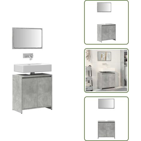 Armario de lavabo - vidaXL Set muebles de baño 2 piezas madera contrachapada gris hormigón - Espejo de baño