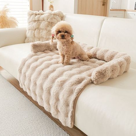 Canapé moelleux pour chien, lit pour animal de compagnie, lieu de repos confortable, lavable, antidérapant, 75 x 75 cm, kaki (1/5)